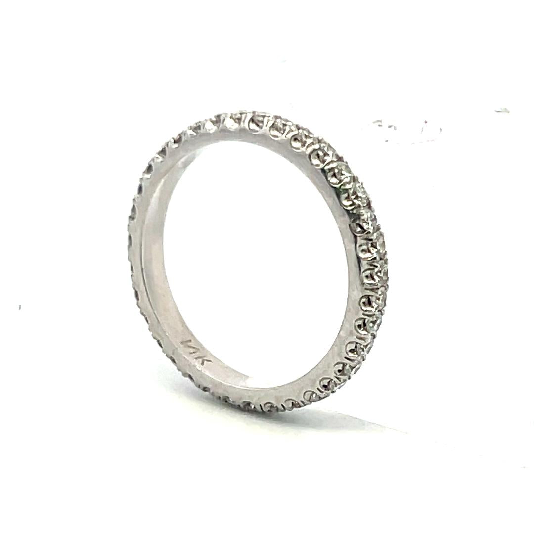 Vintage 14K White Gold Band Ring with 0.35 Carat Round G VS Diamonds Size 4.5