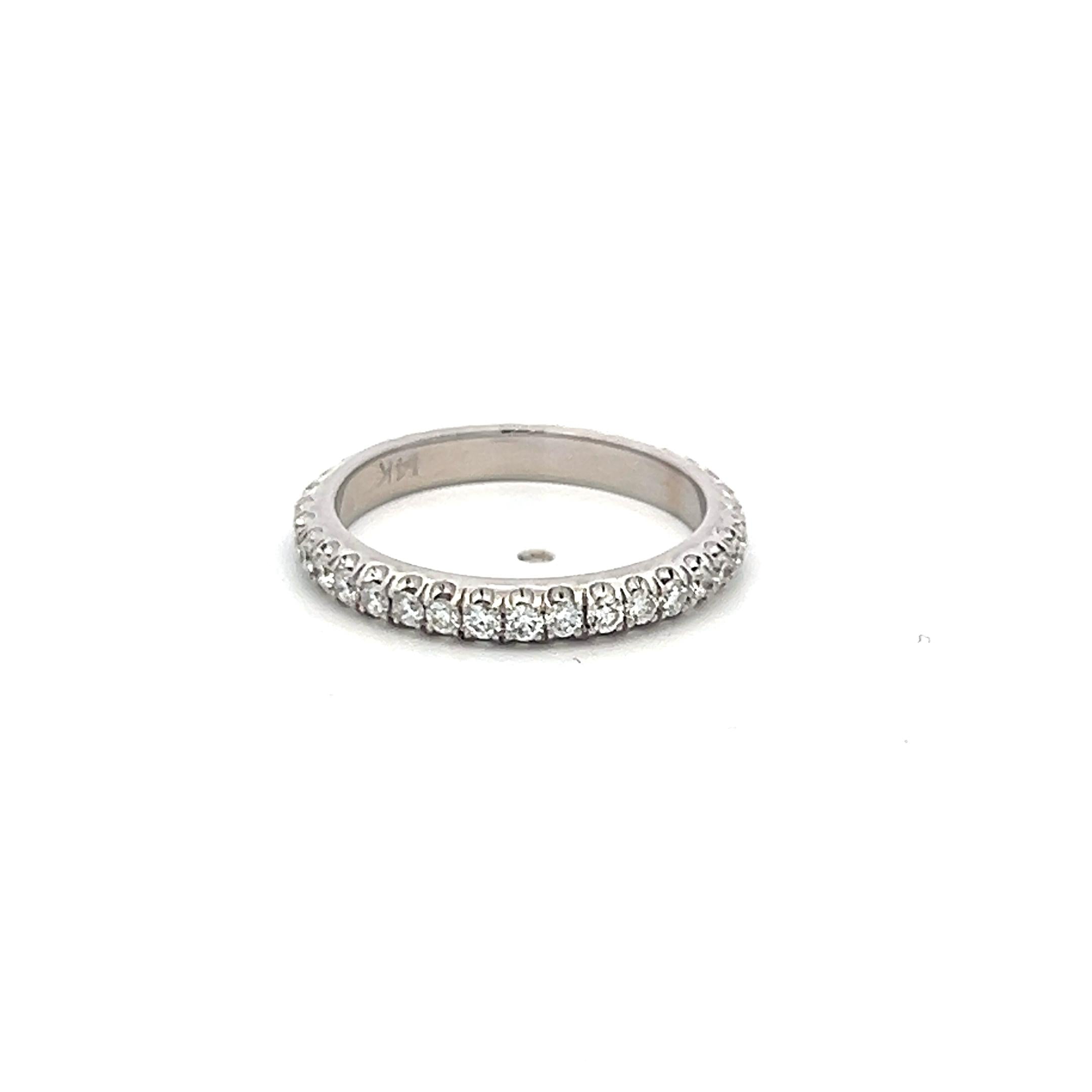 Vintage 14K White Gold Band Ring with 0.35 Carat Round G VS Diamonds Size 4.5