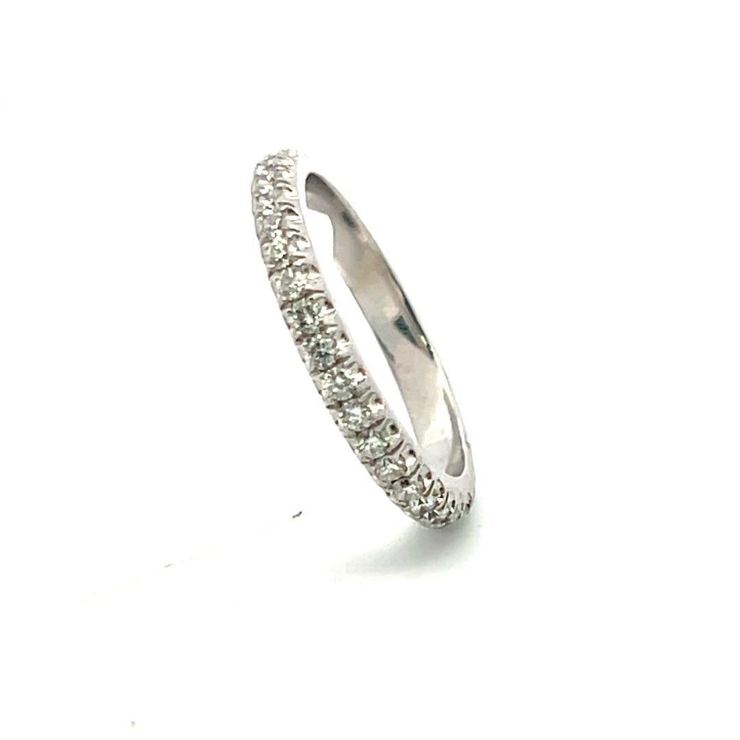 Vintage 14K White Gold Band Ring with 0.35 Carat Round G VS Diamonds Size 4.5