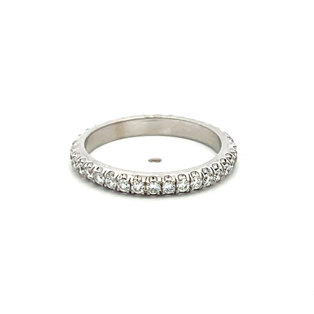 Vintage 14K White Gold Band Ring with 0.35 Carat Round G VS Diamonds Size 4.5