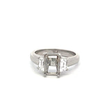 0.50 Carat Trapezoid Shape I VS1 Diamond Platinum Semi Mount Ring