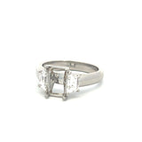 0.50 Carat Trapezoid Shape I VS1 Diamond Platinum Semi Mount Ring