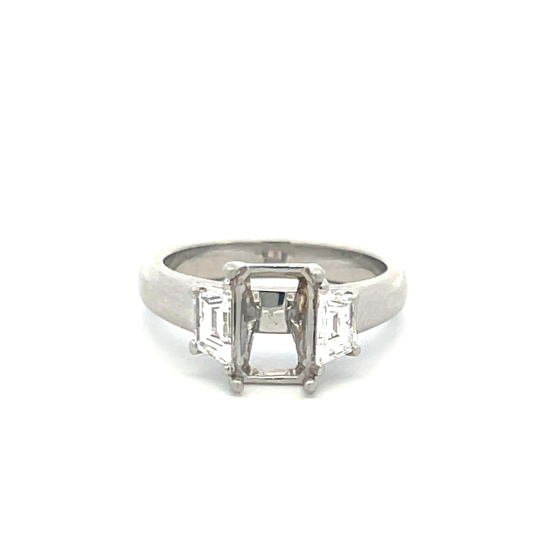 0.50 Carat Trapezoid Shape I VS1 Diamond Platinum Semi Mount Ring