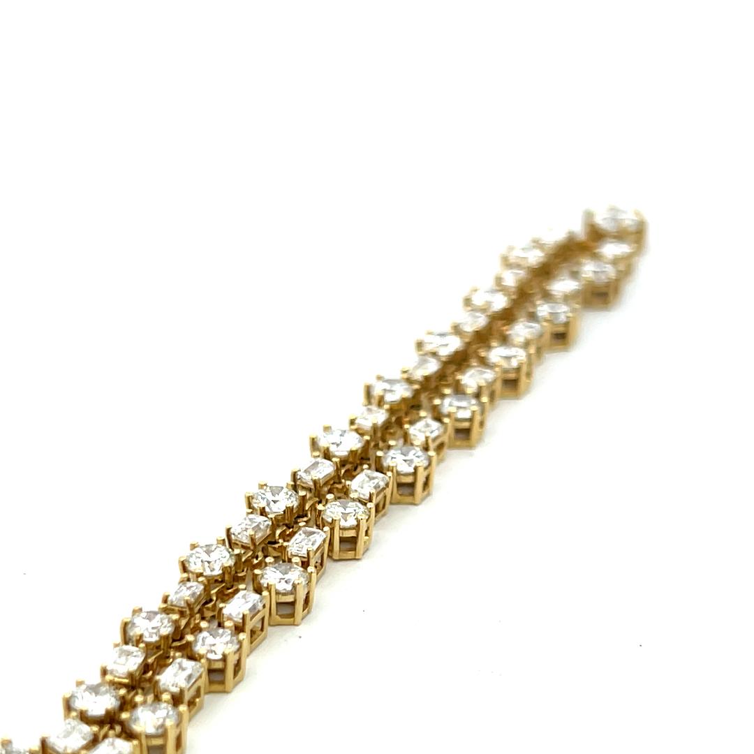 Vintage 18K Yellow Gold Tennis Necklace with 15.92 Carat Mixed Shape Diamonds