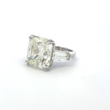 22.41 Carat Cushion Brilliant and Tapered Baguette Platinum Engagement Ring