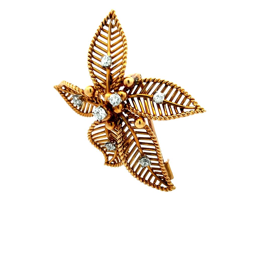 Cartier 0.85 Carat Round Brilliant G VS1 Diamond 18 Karat Yellow Gold Pin Brooch