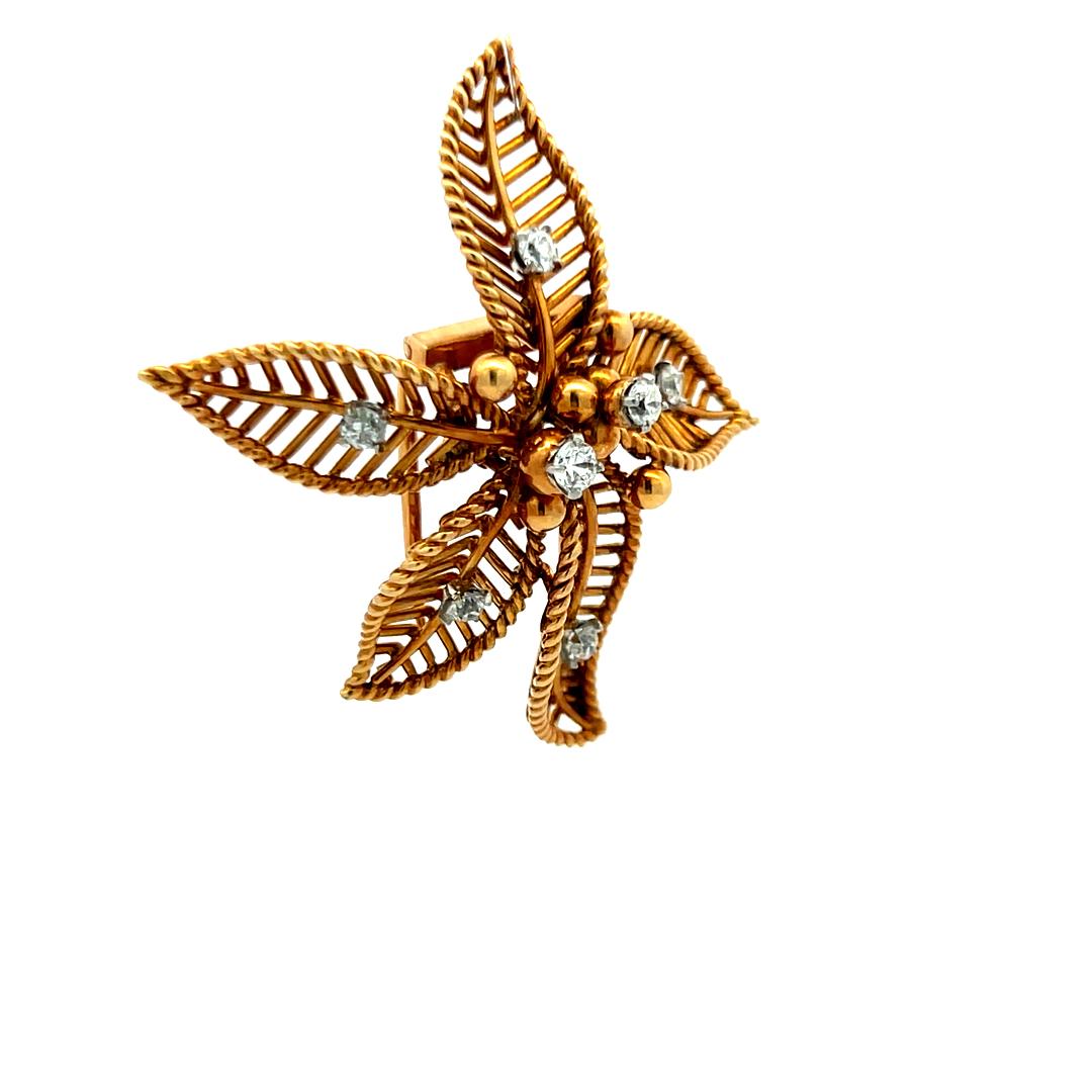 Cartier 0.85 Carat Round Brilliant G VS1 Diamond 18 Karat Yellow Gold Pin Brooch