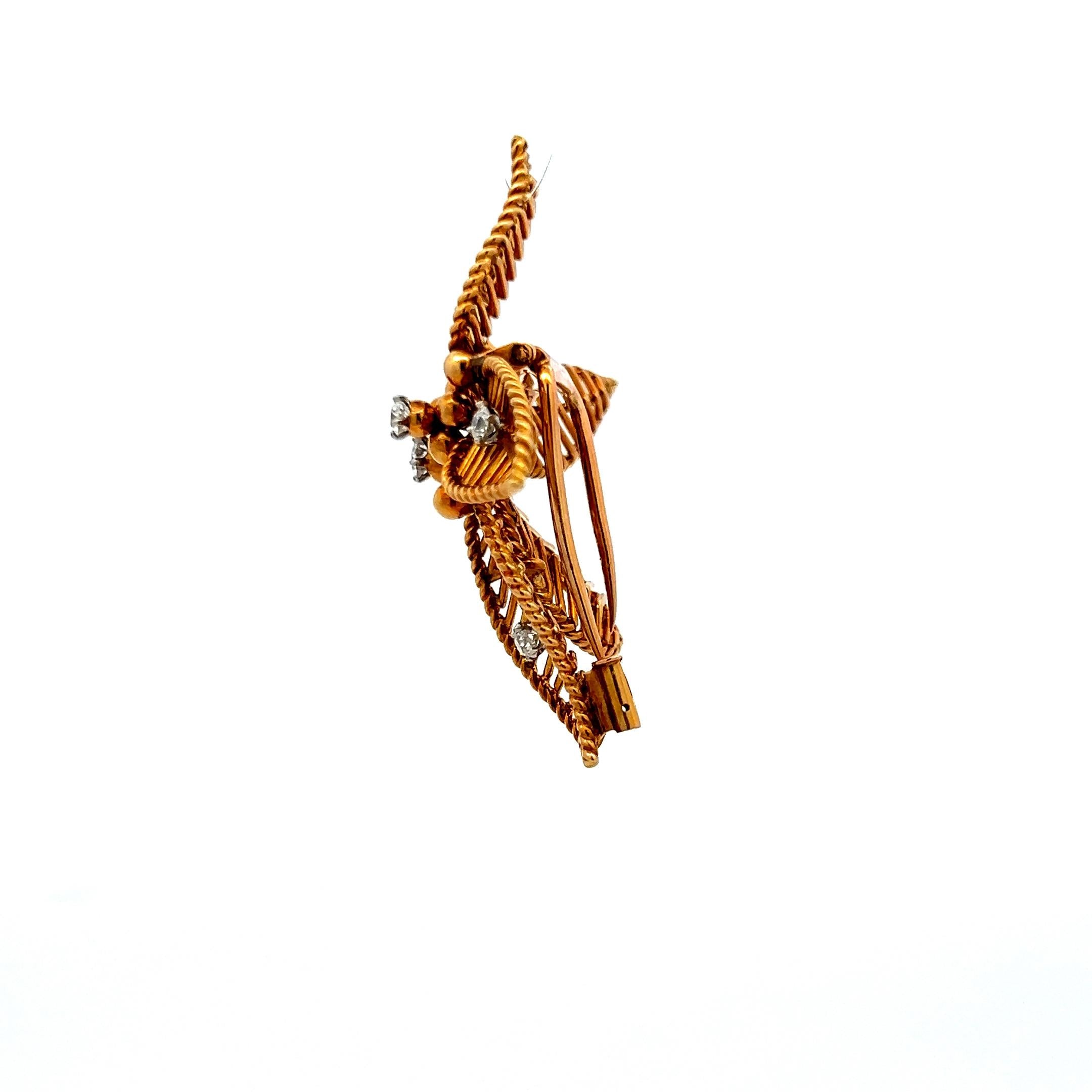 Cartier 0.85 Carat Round Brilliant G VS1 Diamond 18 Karat Yellow Gold Pin Brooch