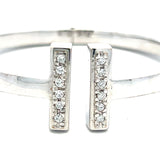 0.40 Carat Round Brilliant G VS2 Diamond 18 Karat White Gold Bangle Bracelet