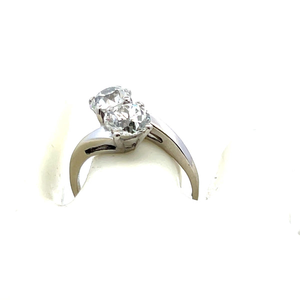 2.94 Carat Old European Cut I-J I1 Diamond Platinum Two-Stone Ring