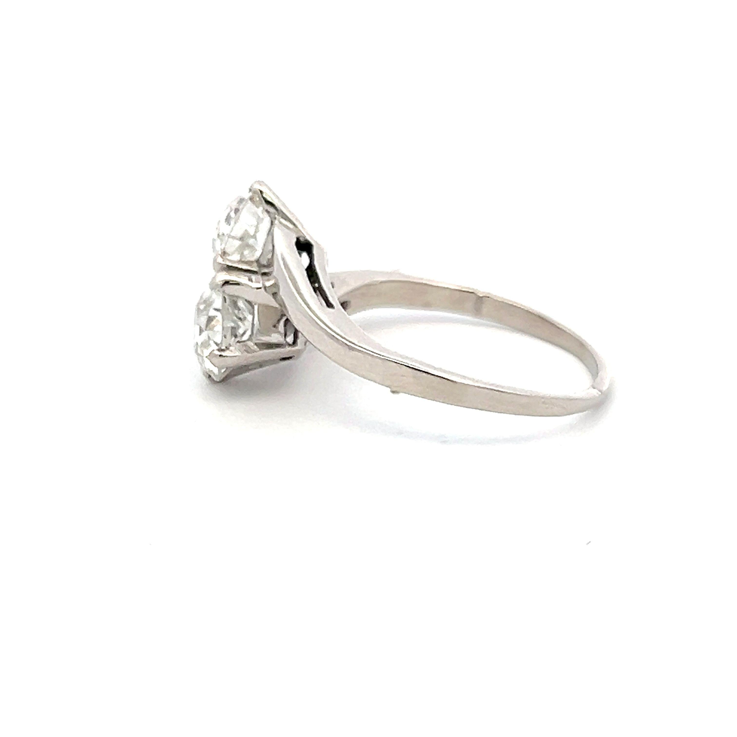 2.94 Carat Old European Cut I-J I1 Diamond Platinum Two-Stone Ring