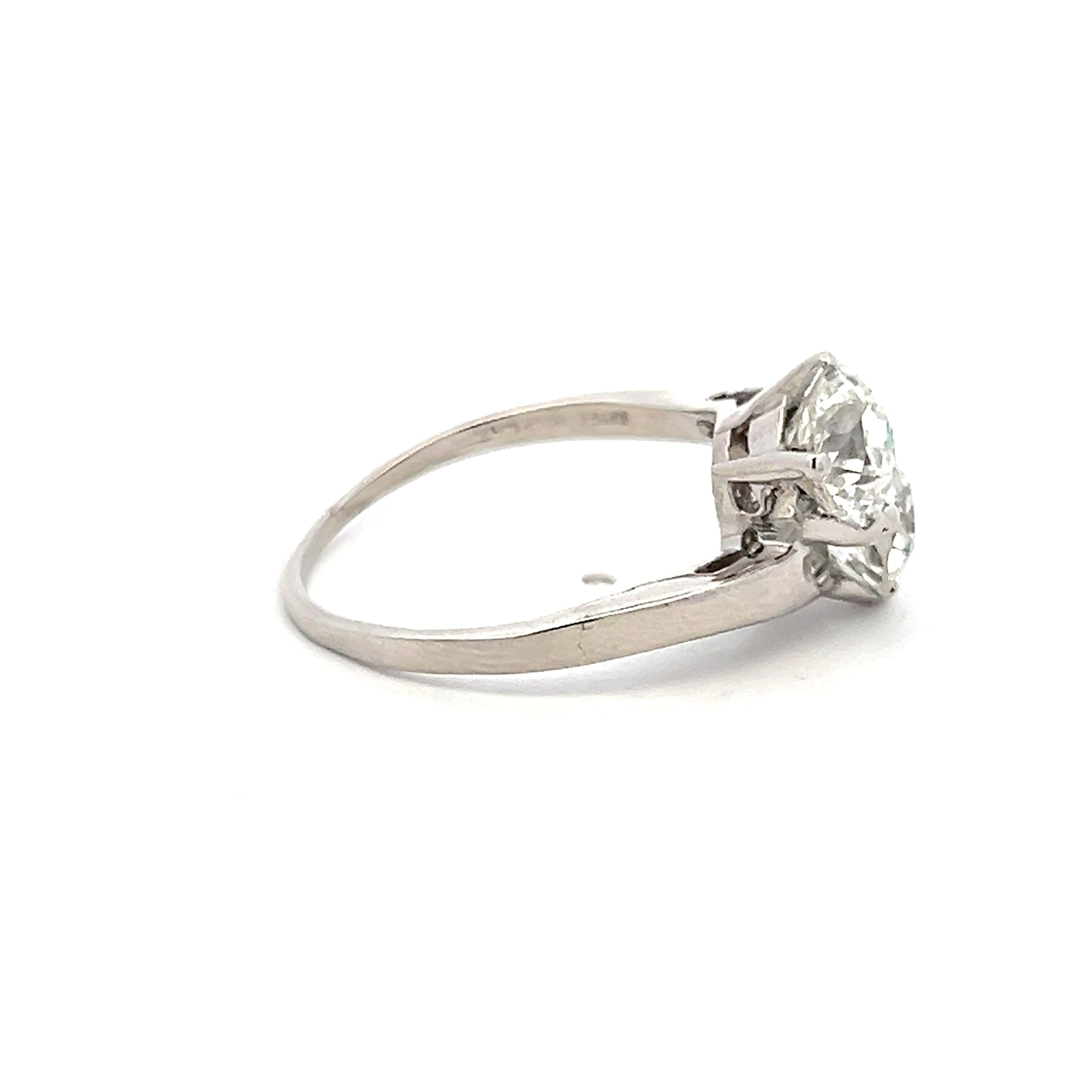 2.94 Carat Old European Cut I-J I1 Diamond Platinum Two-Stone Ring