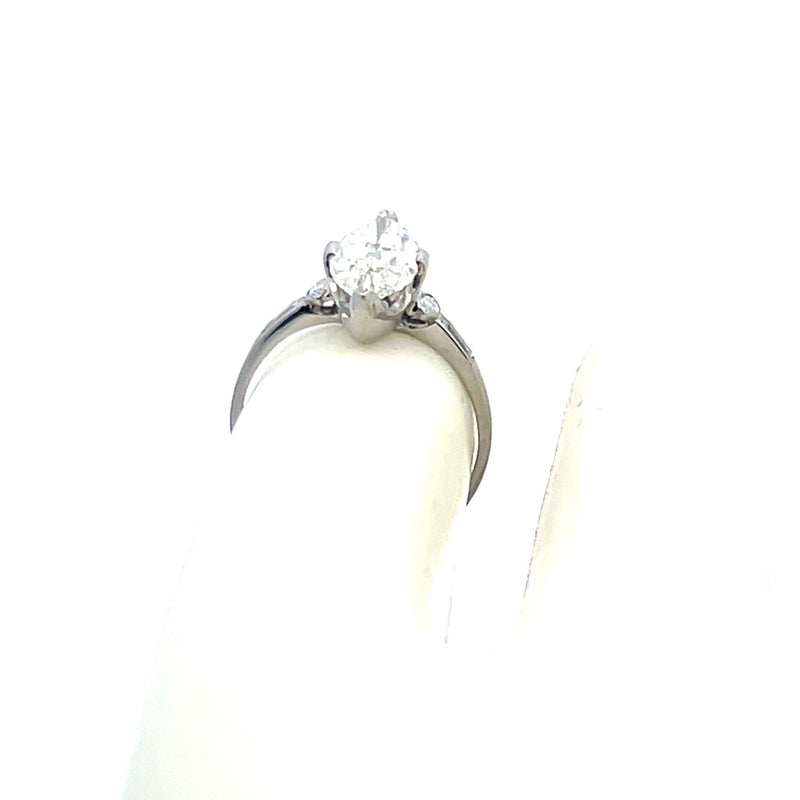 1.96 Carat Marquis Shape and Baguette Shape Diamond Platinum Engagement Ring