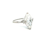 1.96 Carat Marquis Shape and Baguette Shape Diamond Platinum Engagement Ring