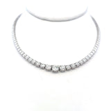 12.00 Carat Round Brilliant G VS1 Diamond 14 Karat White Gold Riviera Necklace