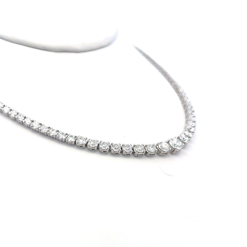 12.00 Carat Round Brilliant G VS1 Diamond 14 Karat White Gold Riviera Necklace