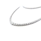 12.00 Carat Round Brilliant G VS1 Diamond 14 Karat White Gold Riviera Necklace