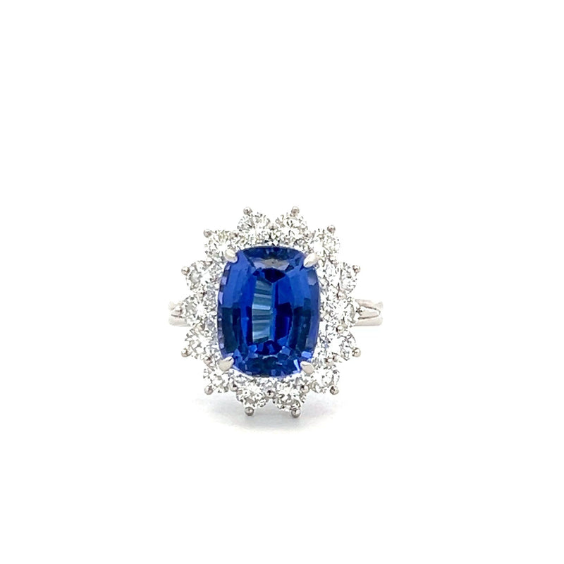 Tiffany & Co 4.00 Carat Tanzanite 2.28 Carat Round Diamond Platinum Ring