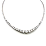 12.16 Carat Round Brilliant G-H VS Diamond 14 Karat White Gold Riviera Necklace