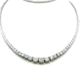 10.21 Carat Round Brilliant G VS1 Diamond 14 Karat White Gold Riviera Necklace