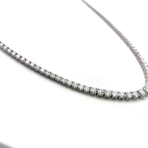 11.22 Carat Round Brilliant Diamond 14 Karat White Gold Riviera Necklace