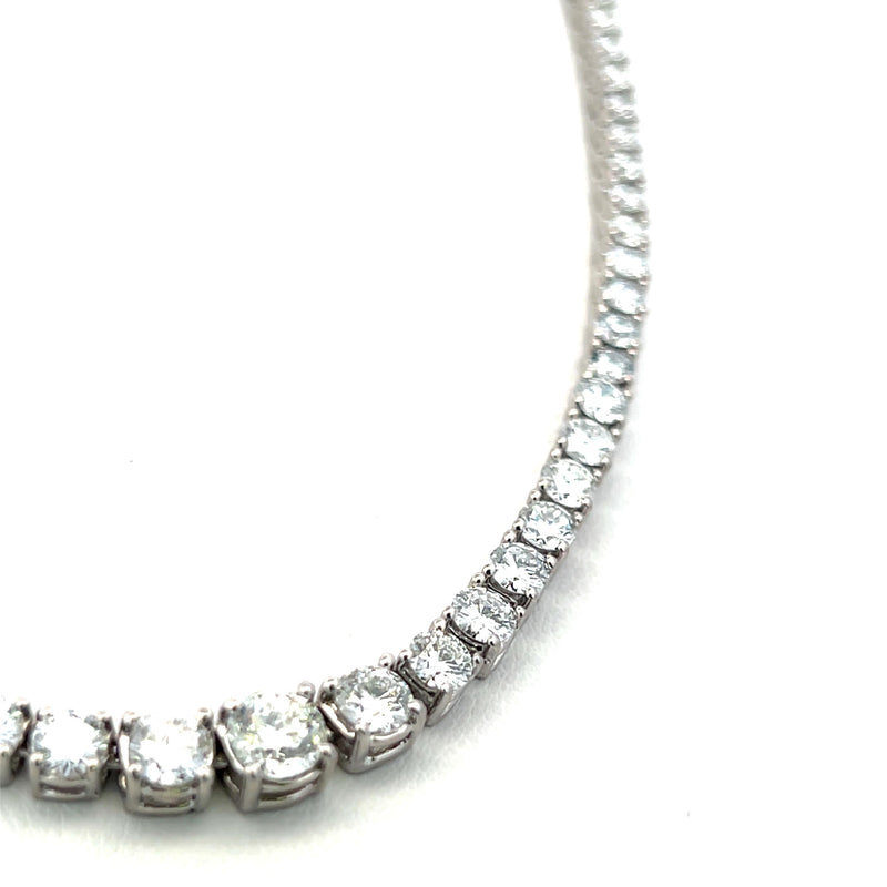 11.22 Carat Round Brilliant Diamond 14 Karat White Gold Riviera Necklace