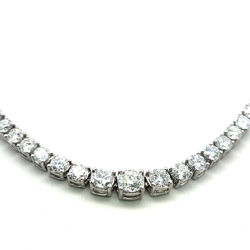 11.22 Carat Round Brilliant Diamond 14 Karat White Gold Riviera Necklace