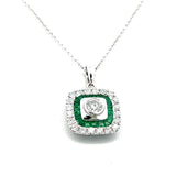 0.59 Carat Round Diamond 0.37 Carat 18 Karat White Gold Pendant Necklace