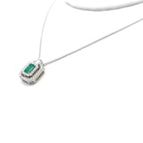 0.55 Carat Emerald 0.45 Carat Diamond 18 Karat White Gold Pendant Necklace