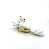 David Webb Vintage 60.10 Grams  White Enamel 18 Karat Yellow Gold Pin Brooch