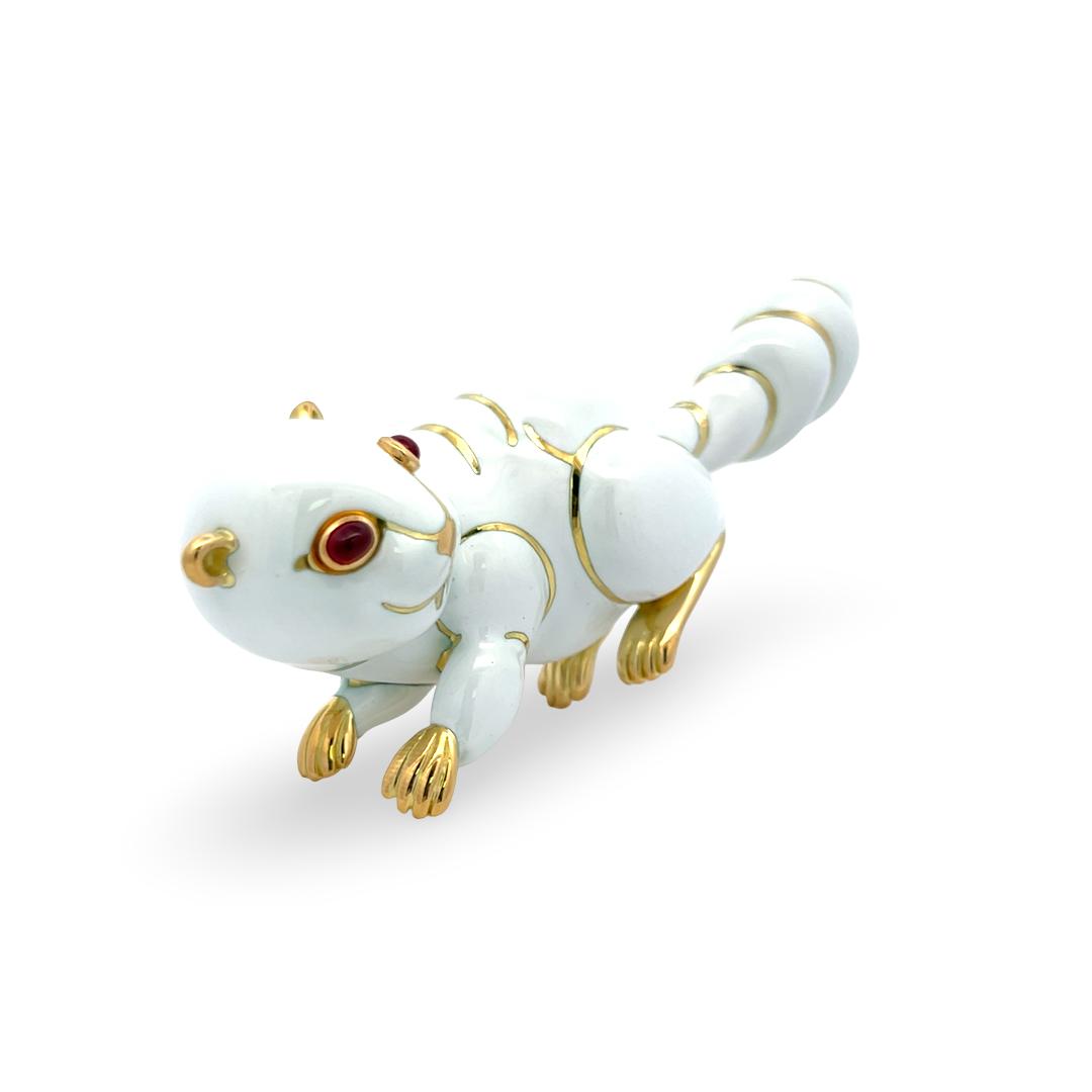 David Webb Vintage 18K Yellow Gold Squirrel Pin Brooch 60.1 Grams