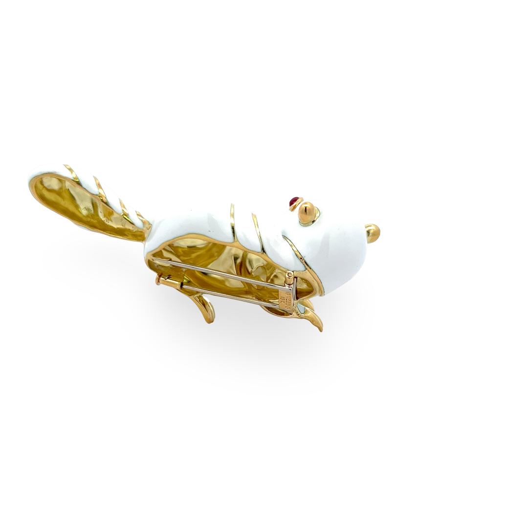 David Webb Vintage 18K Yellow Gold Squirrel Pin Brooch 60.1 Grams