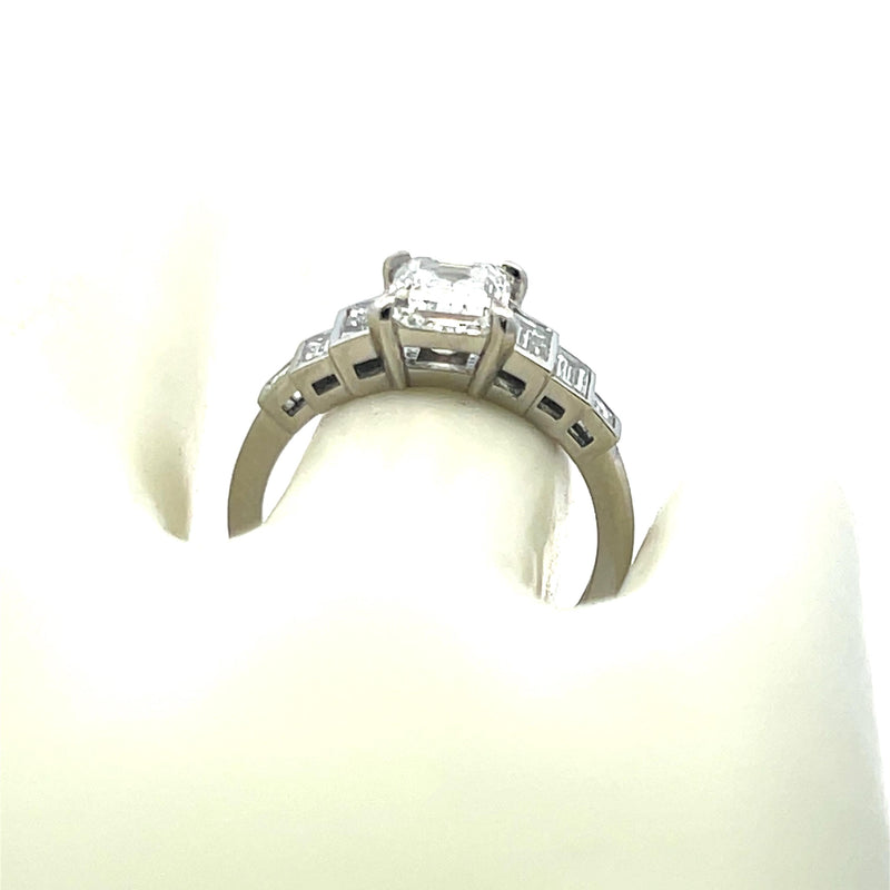 2.27 Carat Asscher Cut and Baguette Shape Diamond Platinum Engagement Ring