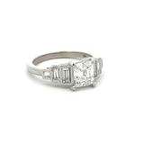 2.27 Carat Asscher Cut and Baguette Shape Diamond Platinum Engagement Ring