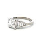 2.27 Carat Asscher Cut and Baguette Shape Diamond Platinum Engagement Ring