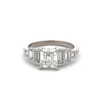 2.27 Carat Asscher Cut and Baguette Shape Diamond Platinum Engagement Ring