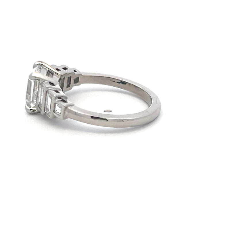 2.27 Carat Asscher Cut and Baguette Shape Diamond Platinum Engagement Ring