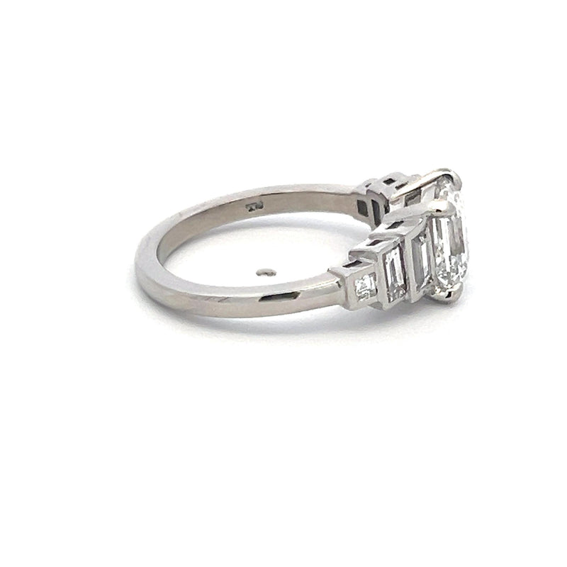 2.27 Carat Asscher Cut and Baguette Shape Diamond Platinum Engagement Ring