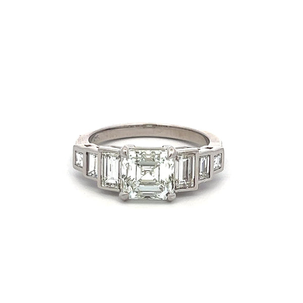 3.23 Carat Asscher Cut and Emerald Cut Diamond Platinum Engagement Ring