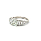 3.23 Carat Asscher Cut and Emerald Cut Diamond Platinum Engagement Ring