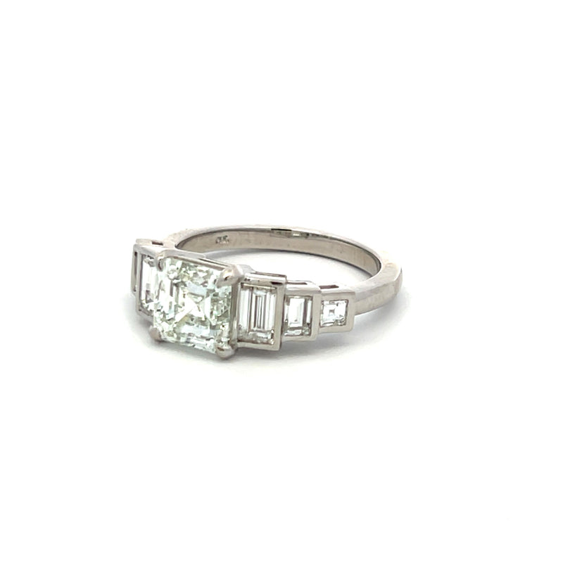 3.23 Carat Asscher Cut and Emerald Cut Diamond Platinum Engagement Ring