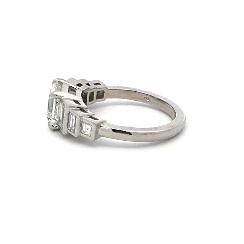 3.23 Carat Asscher Cut and Emerald Cut Diamond Platinum Engagement Ring