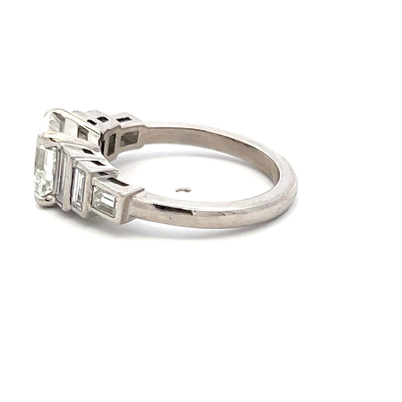 2.95 Carat Asscher Cut and Baguette Shape Diamond Platinum Engagement Ring