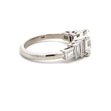 2.95 Carat Asscher Cut and Baguette Shape Diamond Platinum Engagement Ring