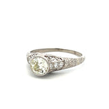 0.78 Carat Old European Cut N-J VS1 Diamond Platinum Art Deco Ring