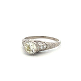 0.78 Carat Old European Cut N-J VS1 Diamond Platinum Art Deco Ring