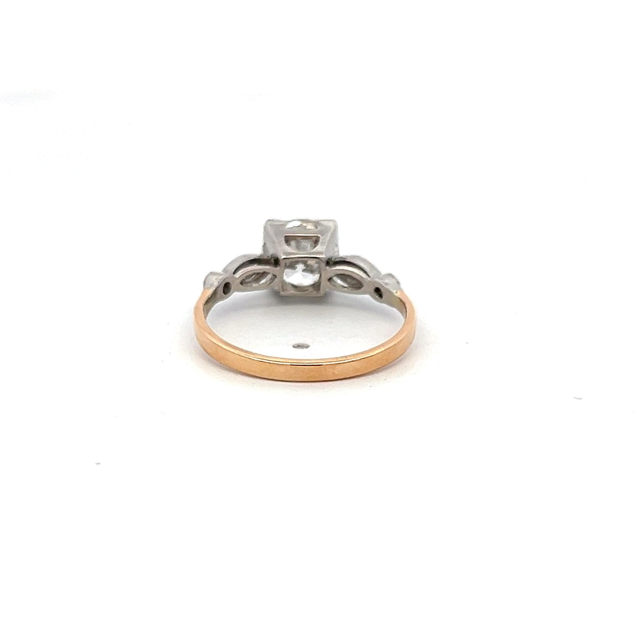 1.70 Carat Circular Brilliant and Marquis Diamond 14K Gold/Plat Engagement Ring