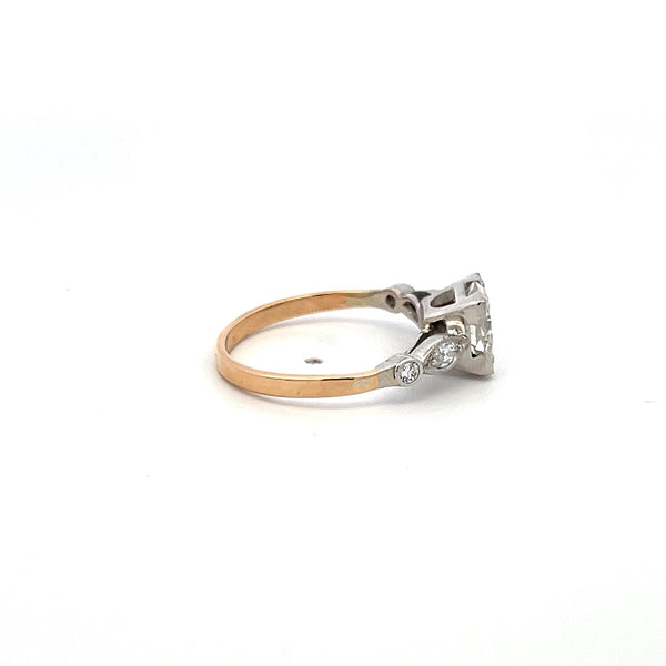 1.70 Carat Circular Brilliant and Marquis Diamond 14K Gold/Plat Engagement Ring