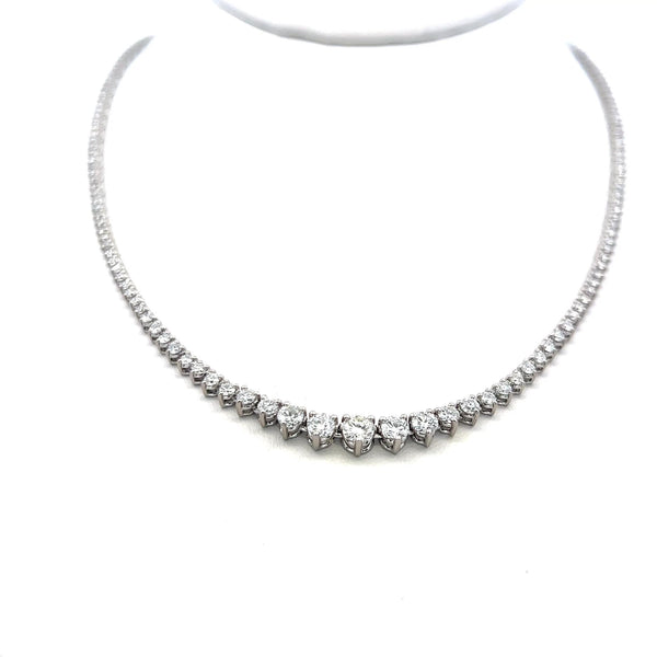 5.00 Carat Round Brilliant Diamond Riviera Necklace in 14K White Gold