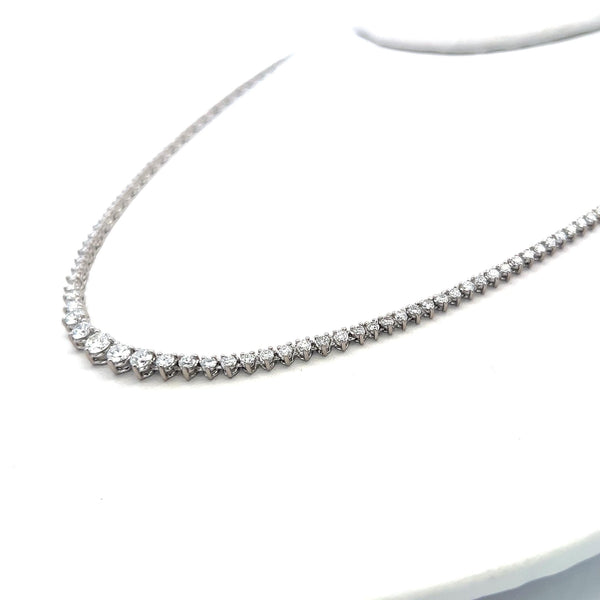 5.00 Carat Round Brilliant Diamond Riviera Necklace in 14K White Gold